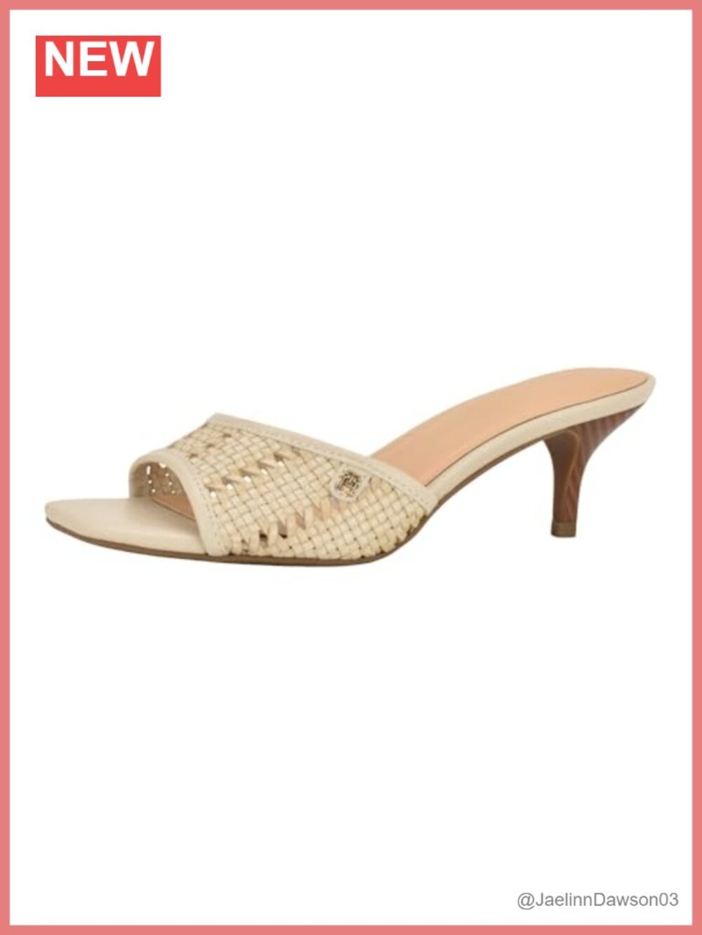 Faux Leather Woven Slide Heels Kitten Heels Open Toe Sandals Women's